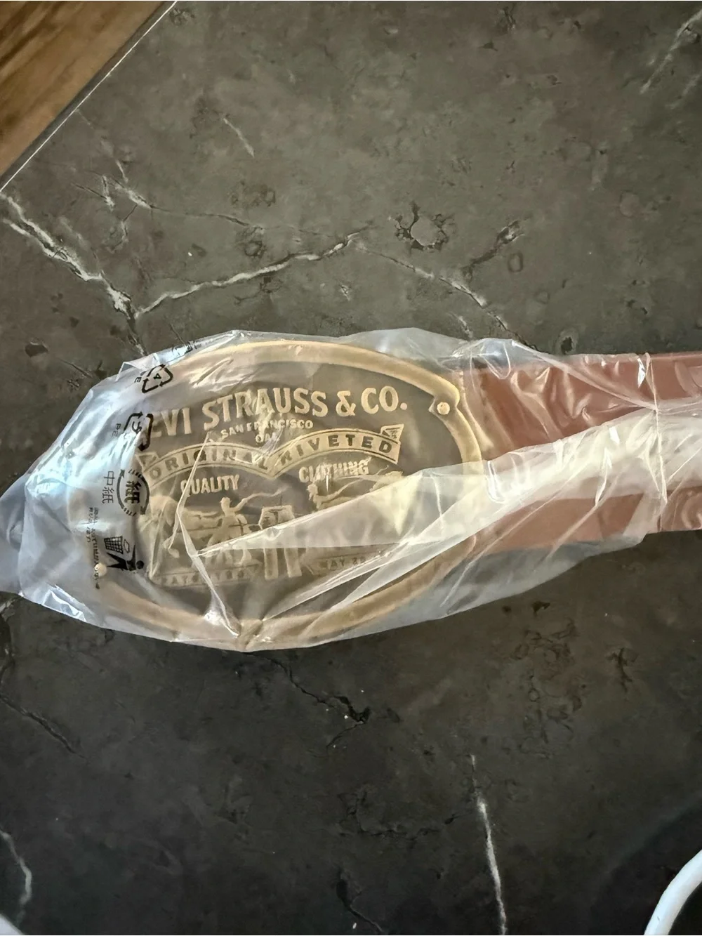 Levi's Brown Leather Belt with Branded Oval Buckle